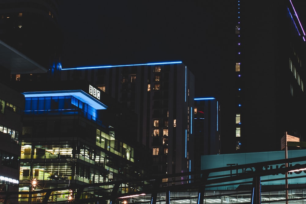 black and brown building during night time