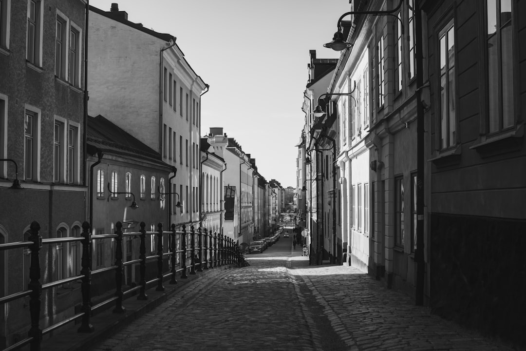 grayscale photo of empty street