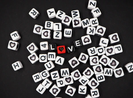 white and black letter letter letter letter letter blocks