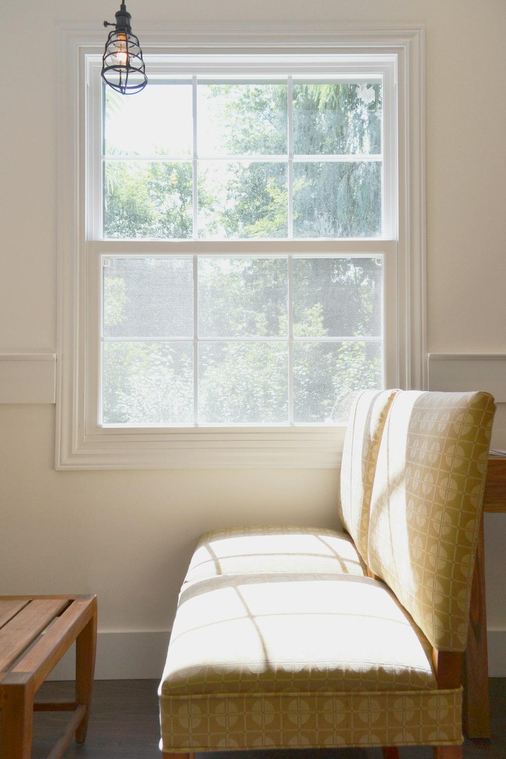 white wooden framed glass window