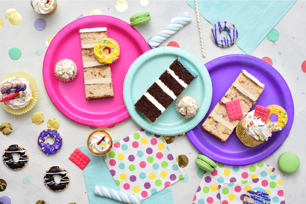 pink plastic plate with food