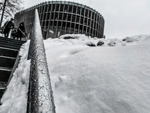 Seasonal pathway detailing with sparkling clean glass railings and tidy gutters