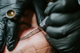 person in Microblading eyebrows