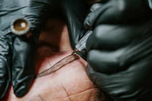 person in Microblading eyebrows