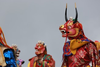 person in red and yellow mask