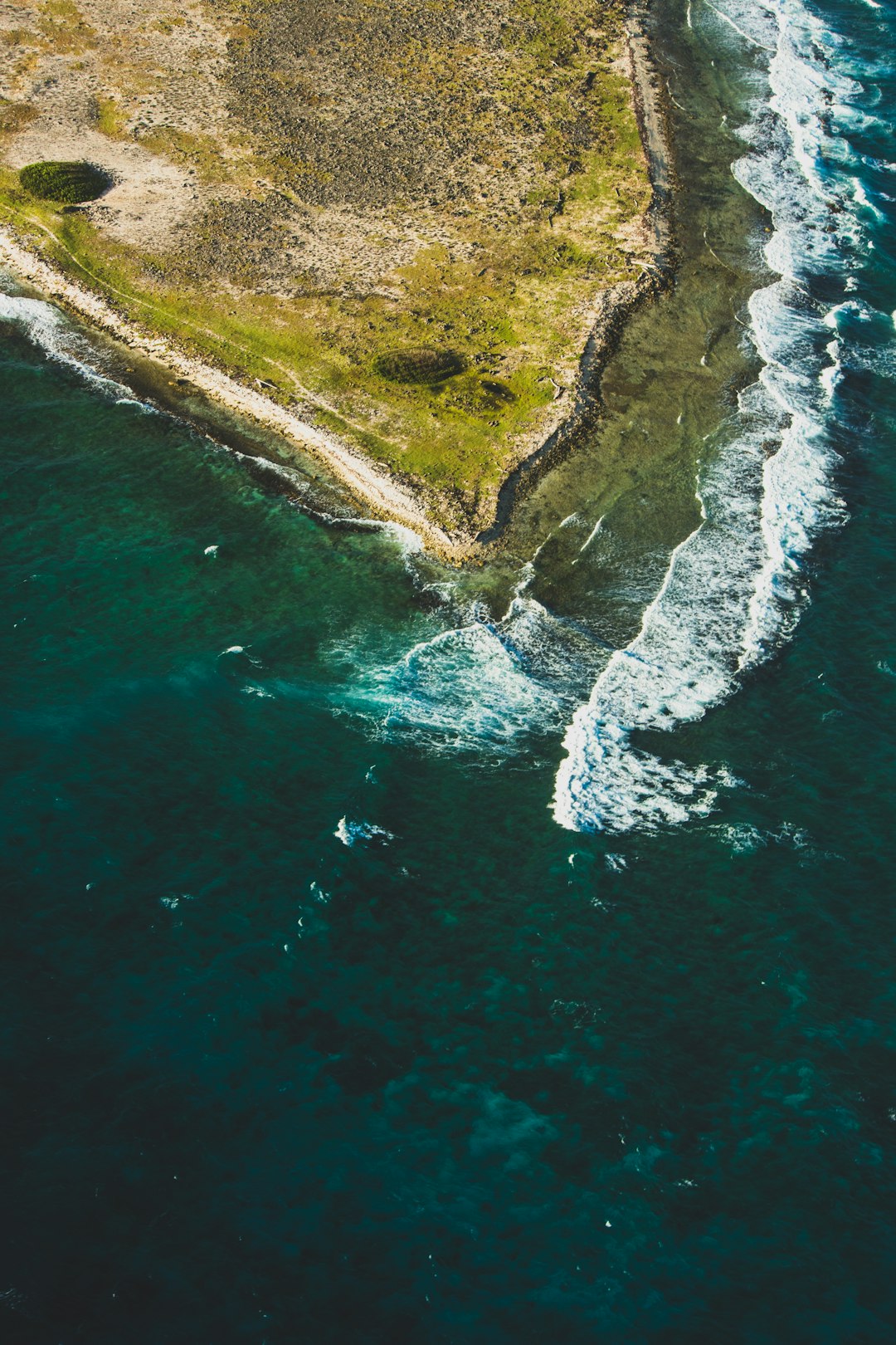 aerial view of green and brown land near body of water during daytime