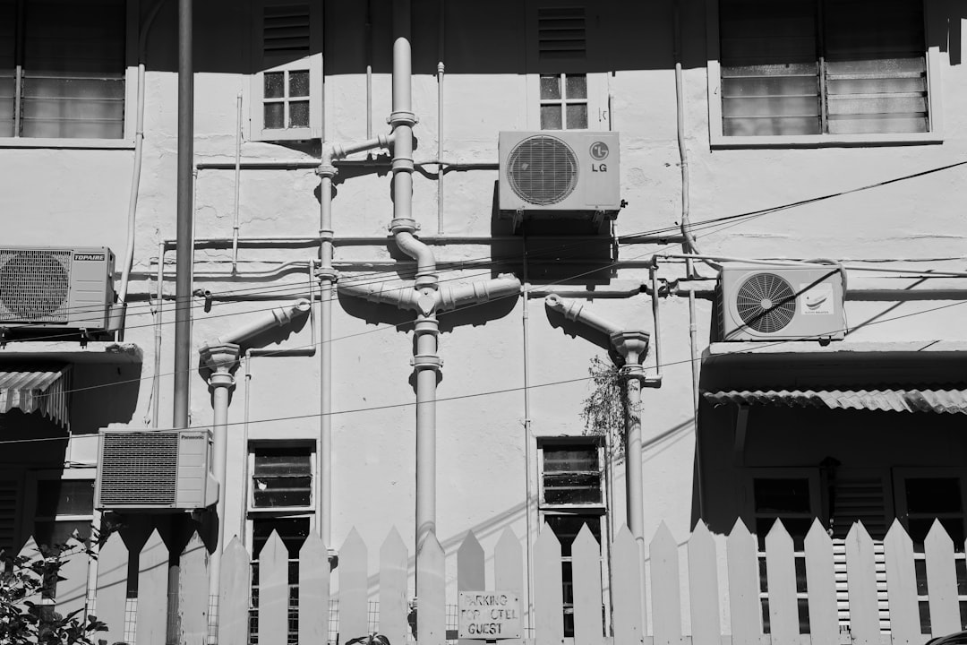 grayscale photo of street light