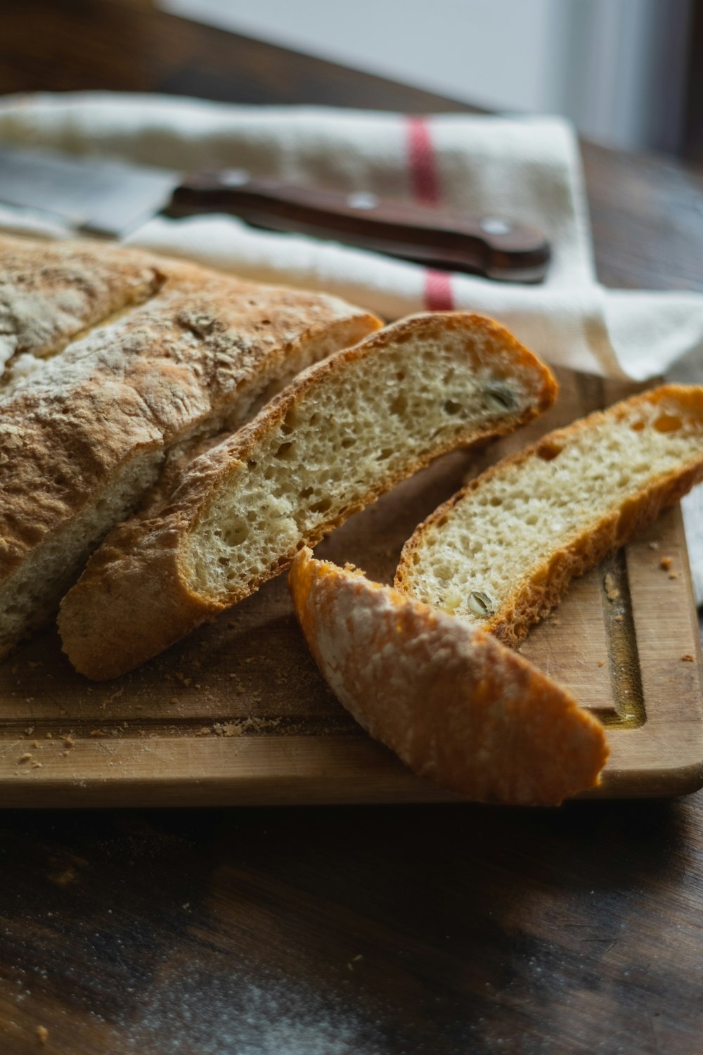 sliced bread on black tray