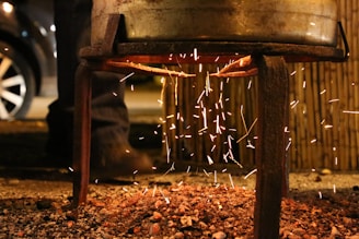 brown wooden stand on brown dried leaves