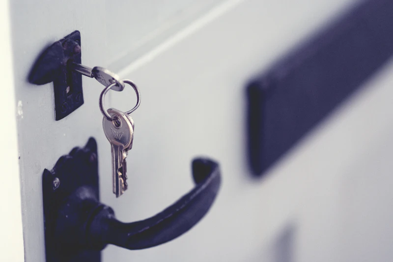 Padlock fitted to a white door