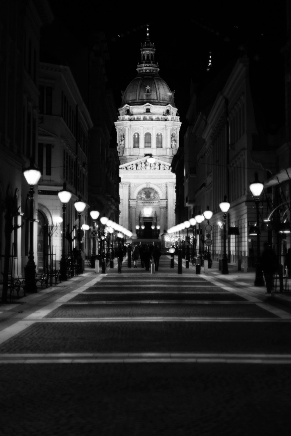 grayscale photo of people walking on street