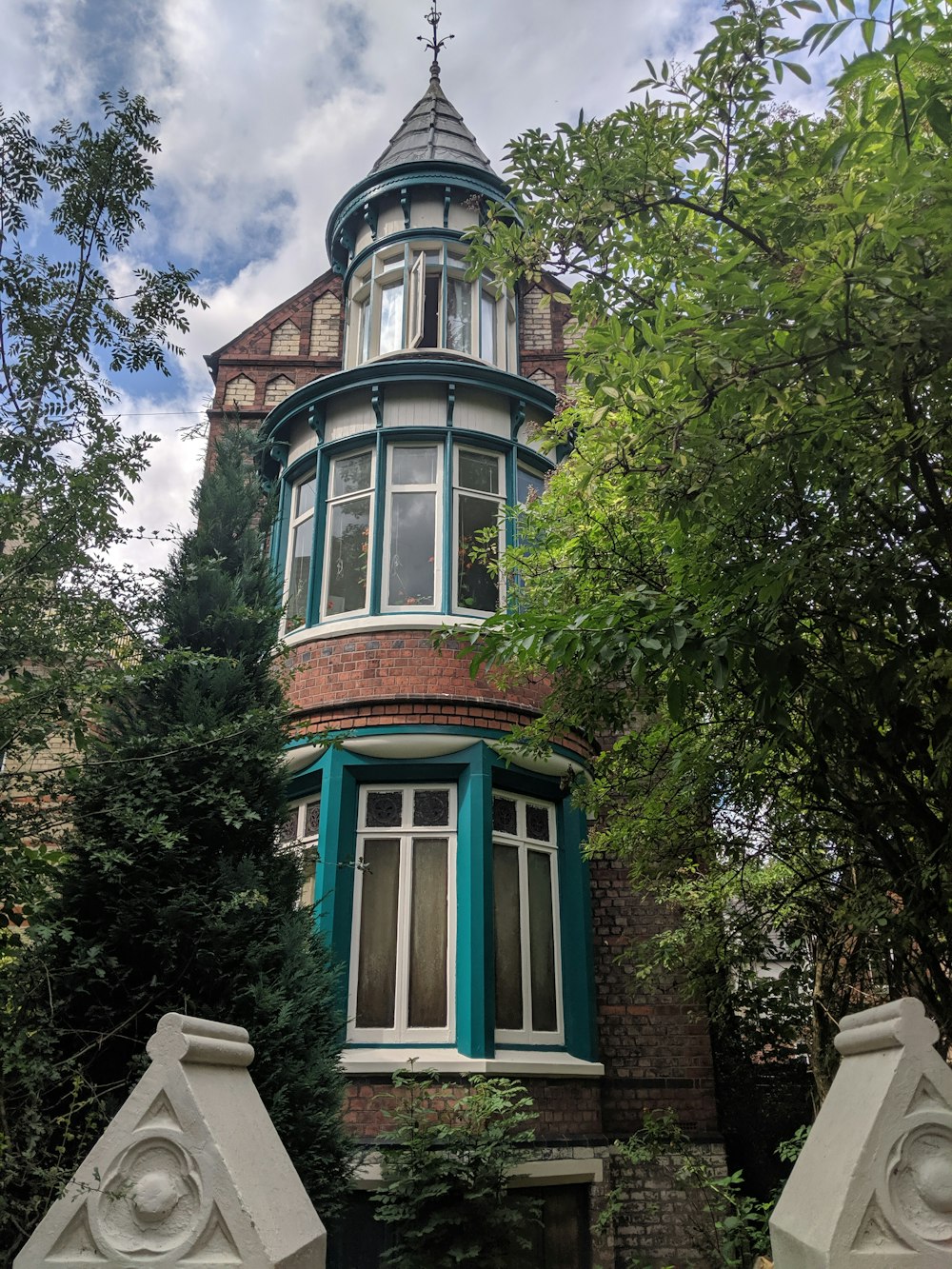 Árbol verde cerca de un edificio de hormigón blanco y marrón