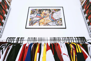 Camisetas colgadas en perchas