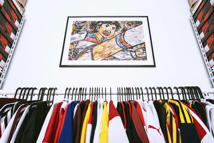 Camisetas colgadas en perchas
