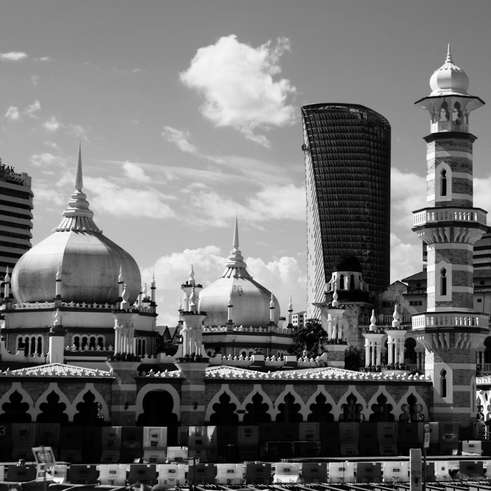 grayscale photo of dome building