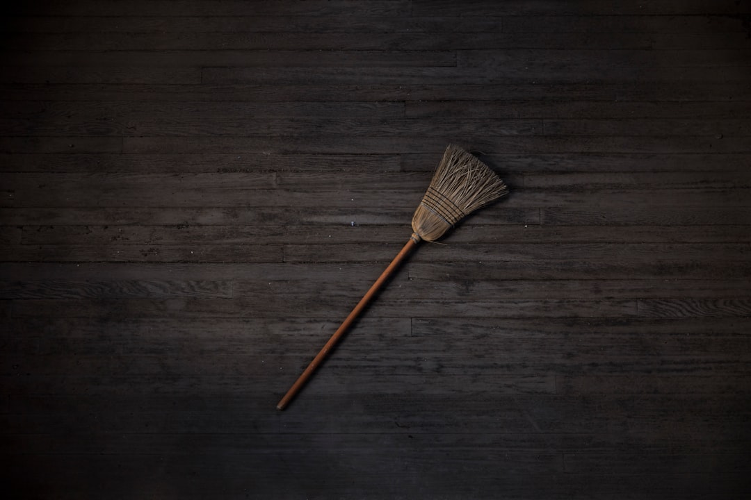  brown and black brush on brown wooden table broom