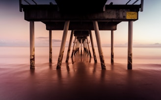 Hervey Bay, silhouette of dock on sea during sunset in Australia