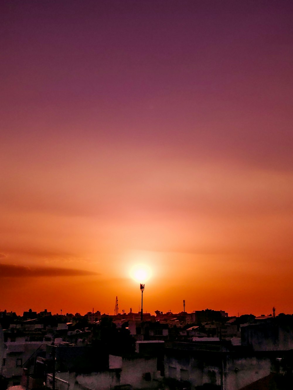 silhouette of city buildings during sunset