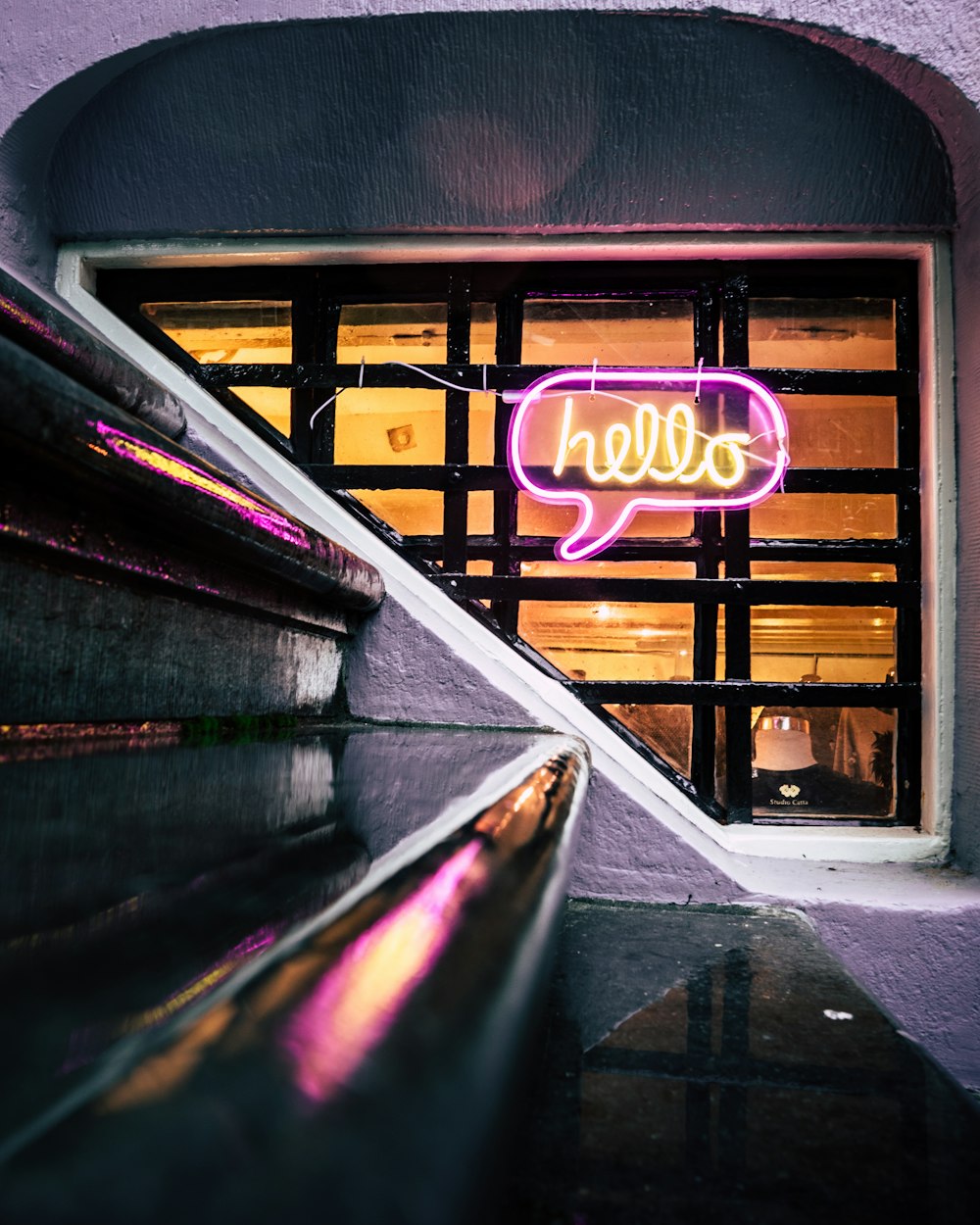 black and yellow neon light signage