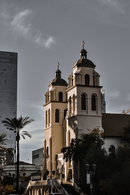 beige and brown concrete church