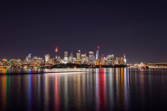 city skyline across body of water during night time in Mosman NSW Australia