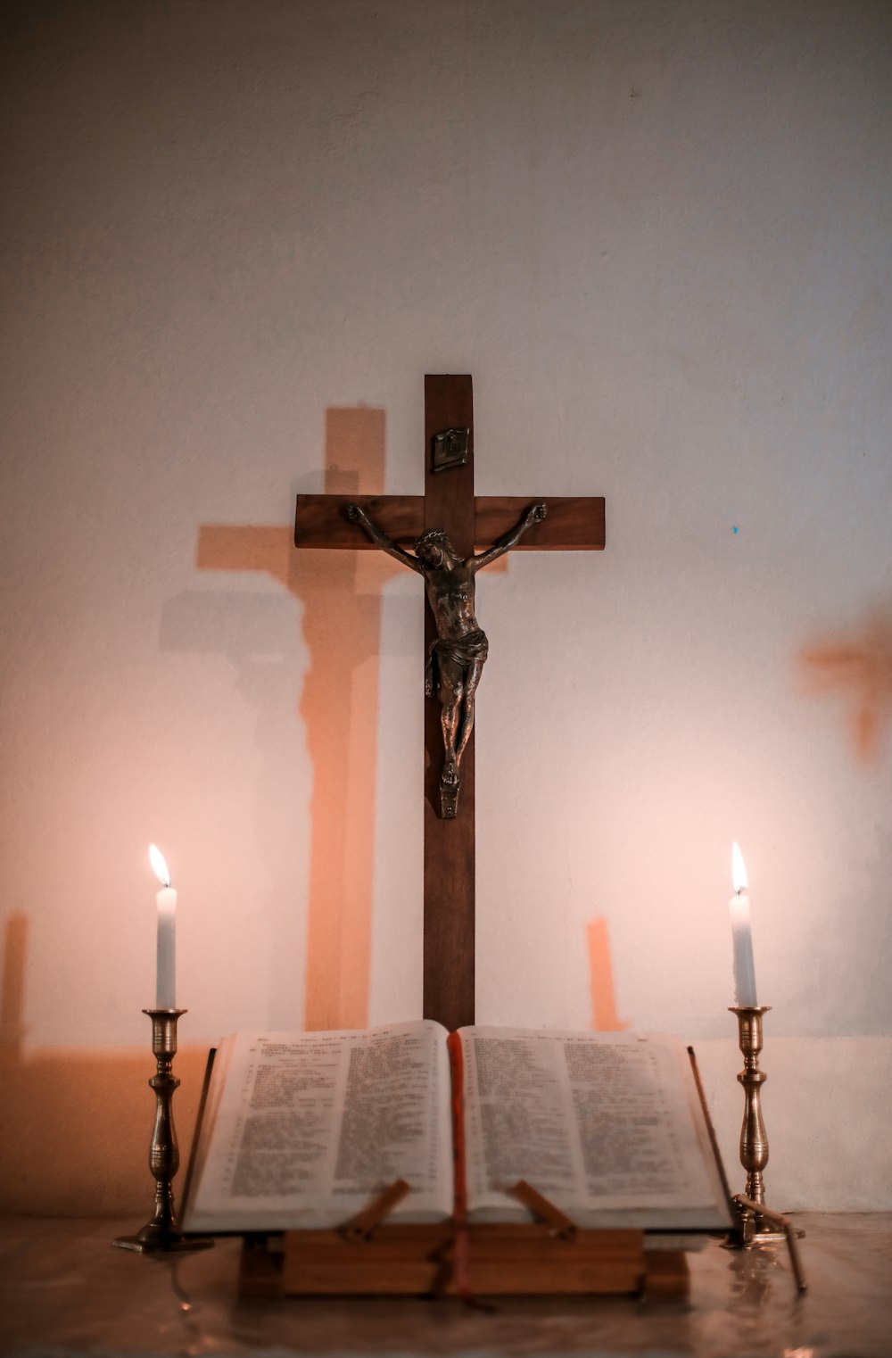 black and white cross wall decor