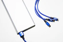 Power bank charging cable on a table