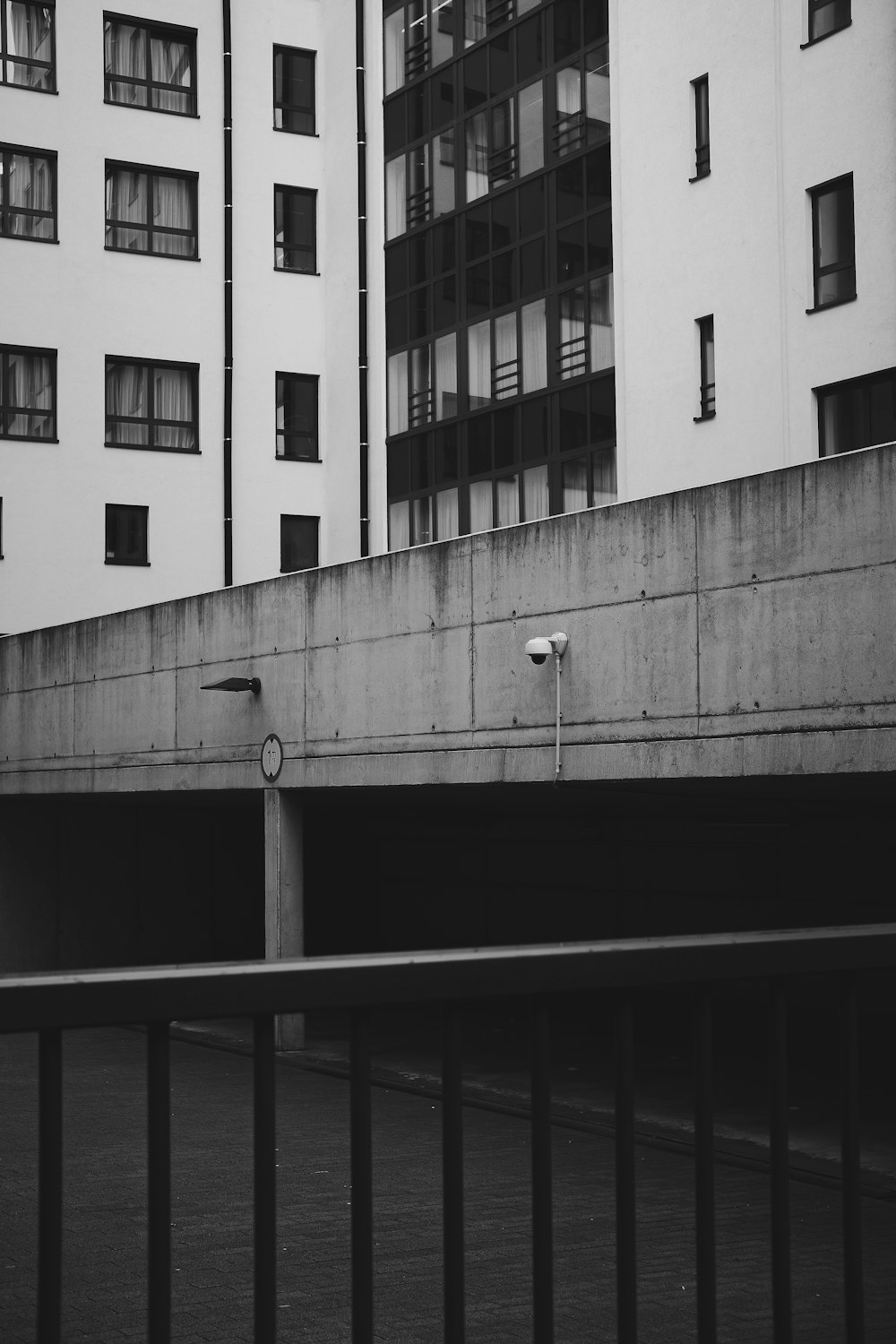 grayscale photo of concrete building