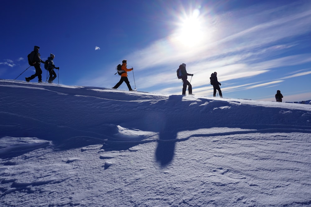 2 person walking on snow covered ground during daytime