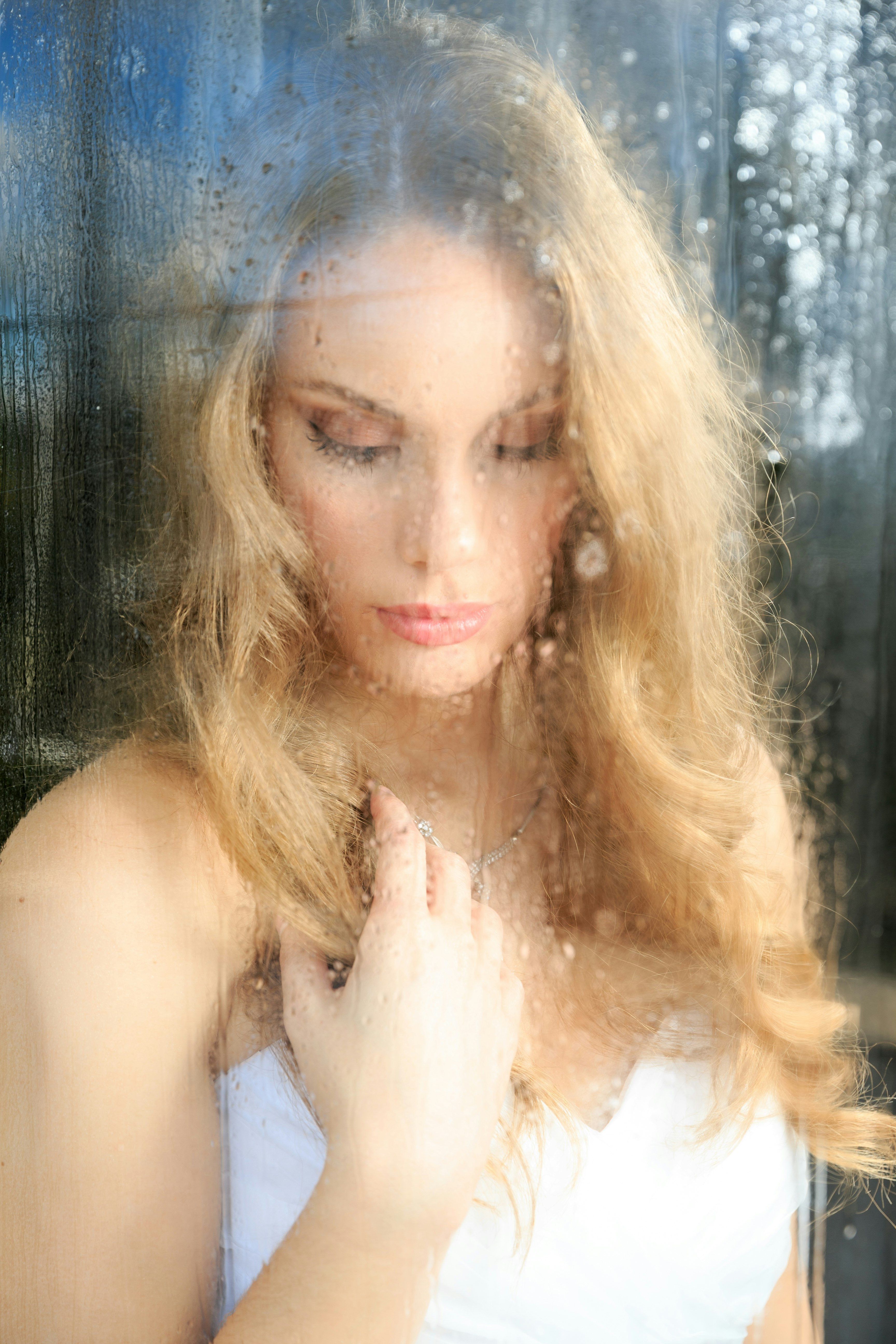 woman in white tank top