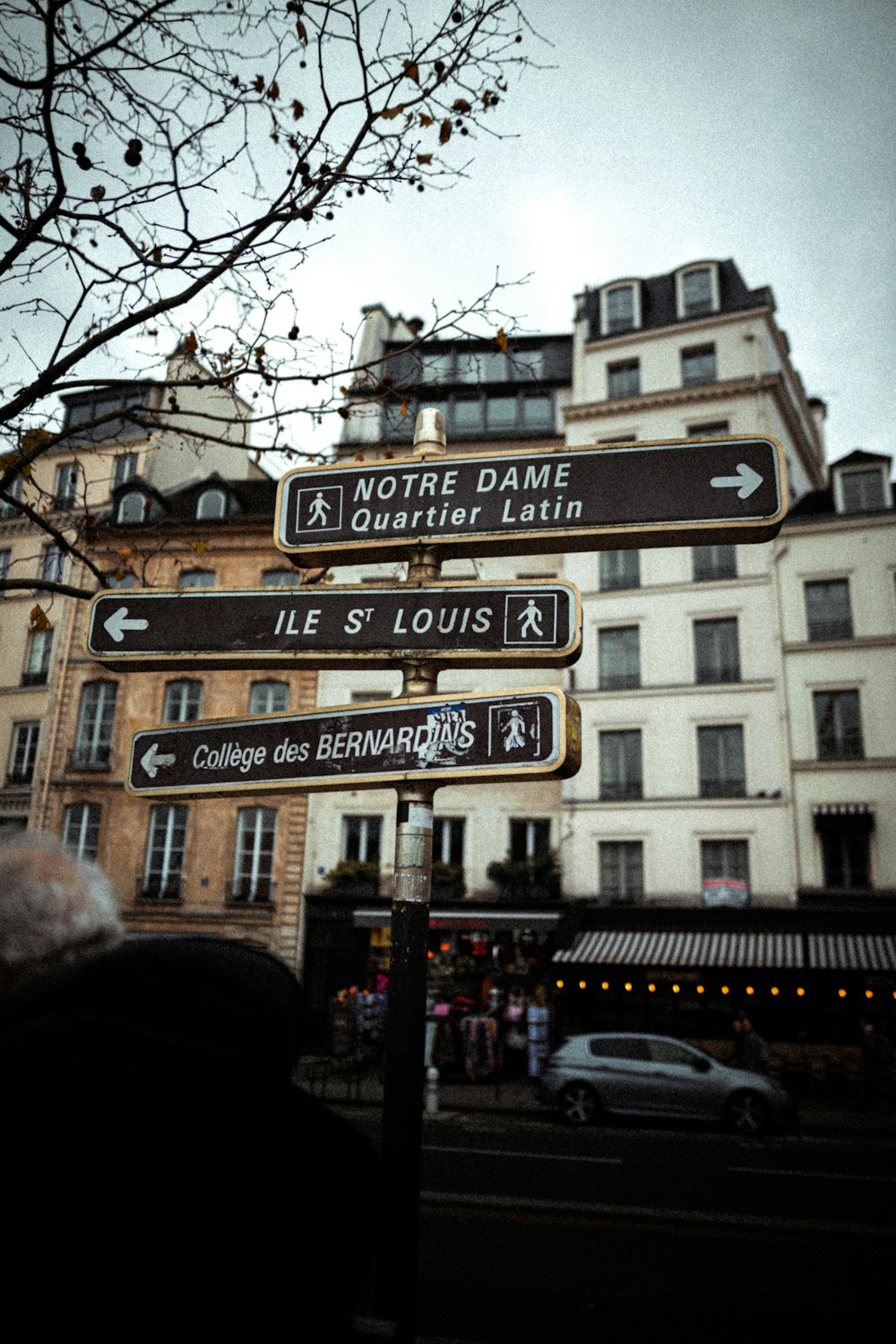 white and brown street sign