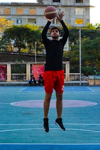 A dynamic short video clip showing basketball shorts in motion on a court.