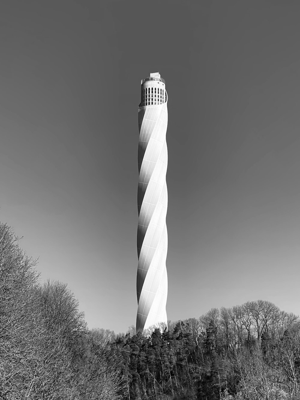 타워의 회색조 사진