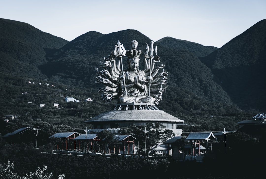 black and white concrete statue