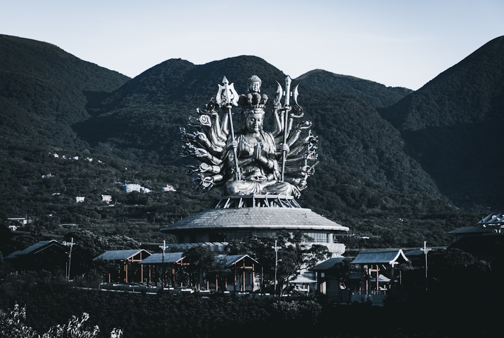 black and white concrete statue