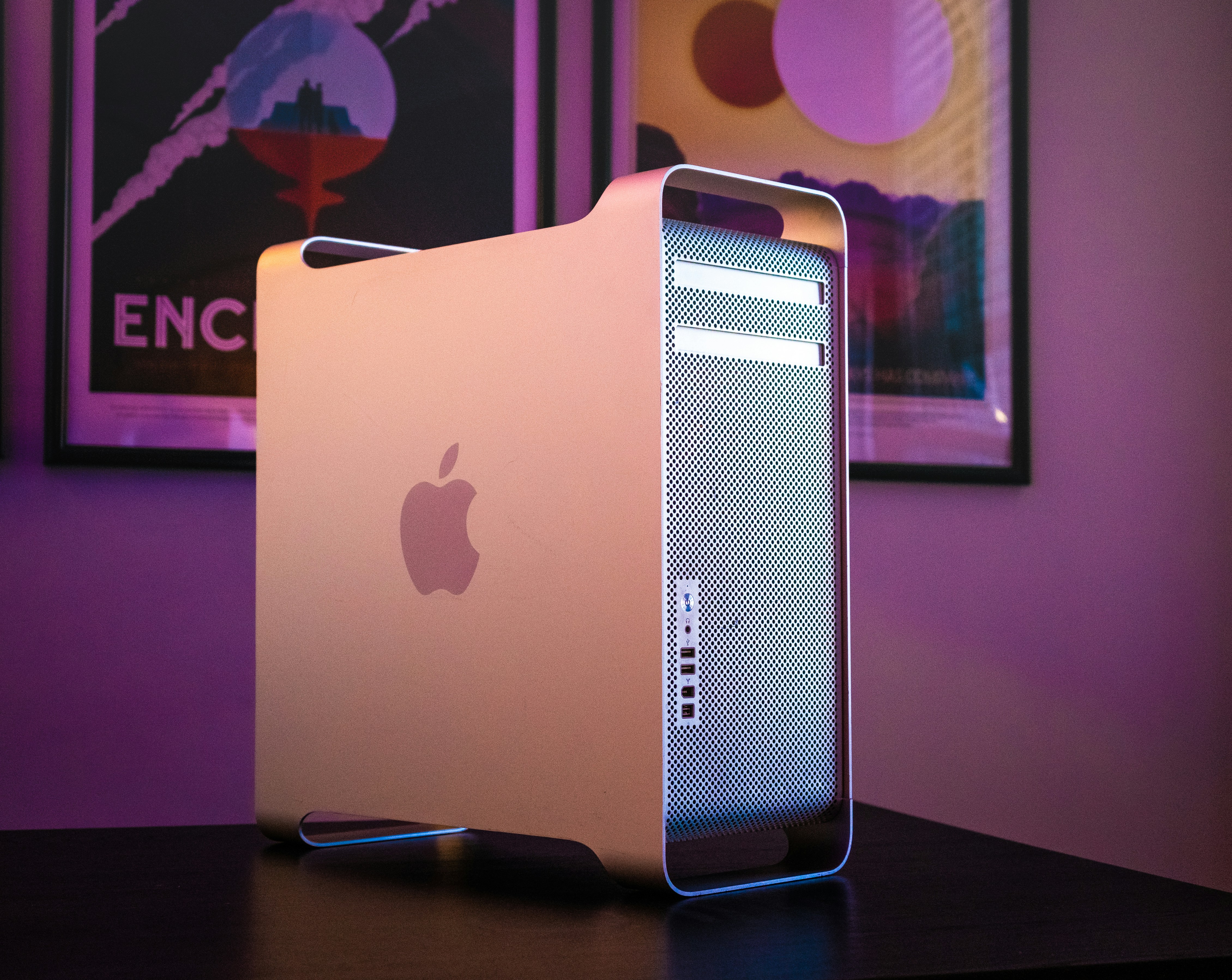 silver ipad on black table