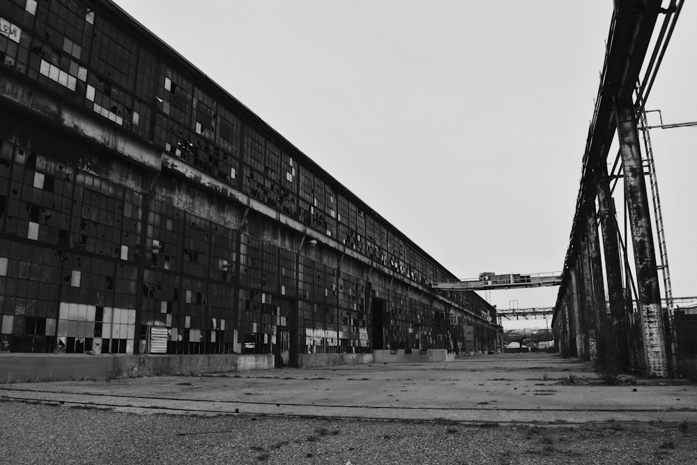 grayscale photo of concrete building