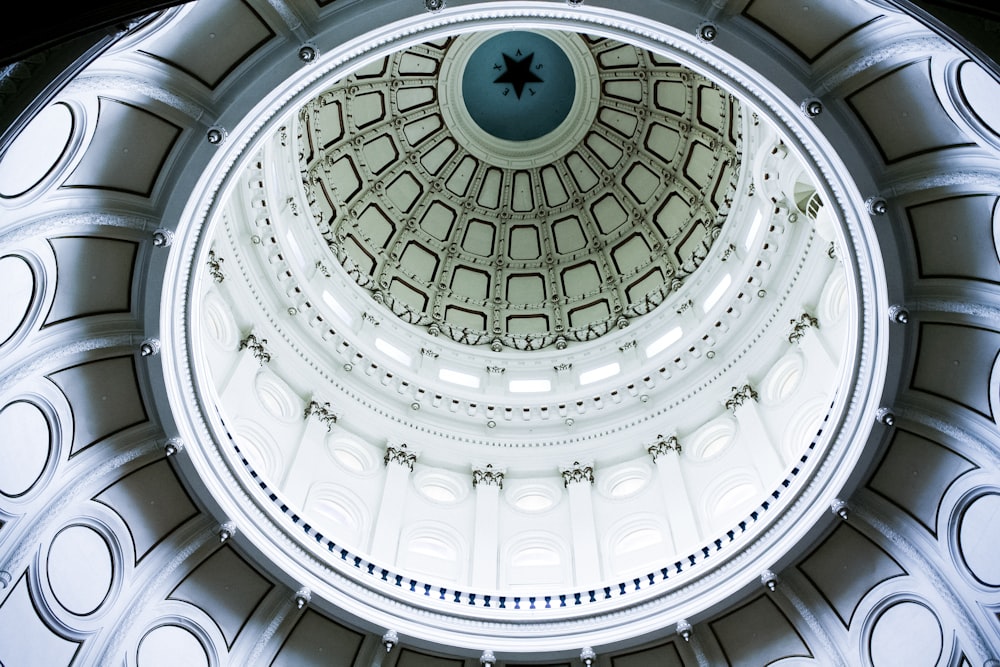 white and blue dome ceiling