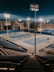 white and blue basketball court