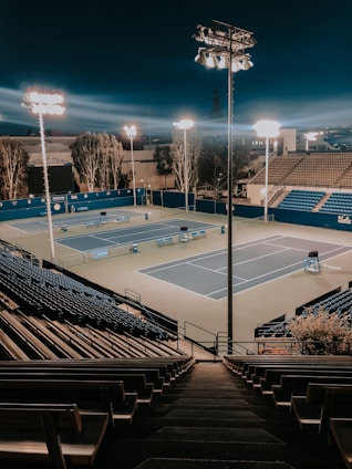 white and blue basketball court