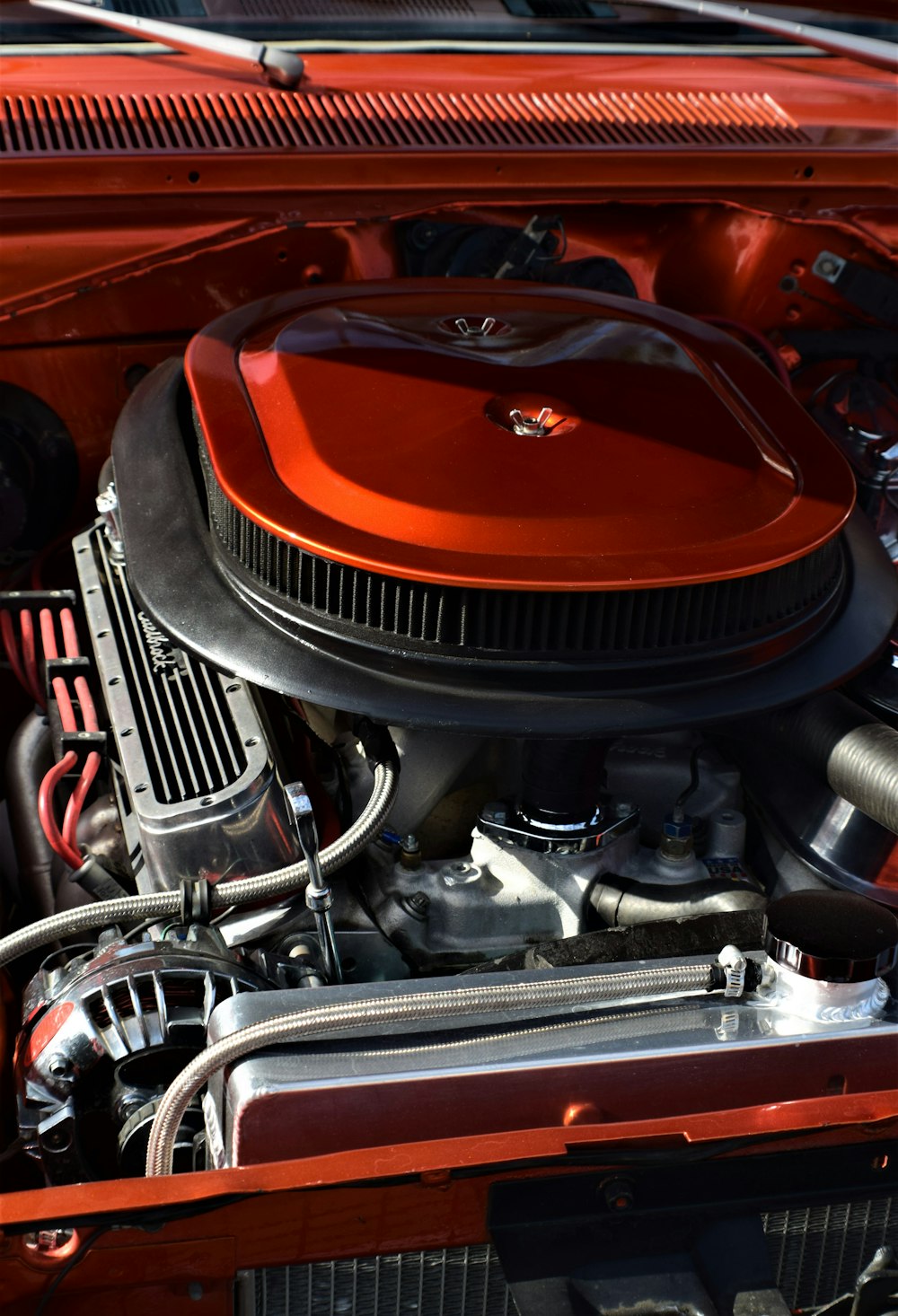 red and black engine bay