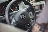 Close-up of a Volkswagen Golf's dashboard showing modern controls.
