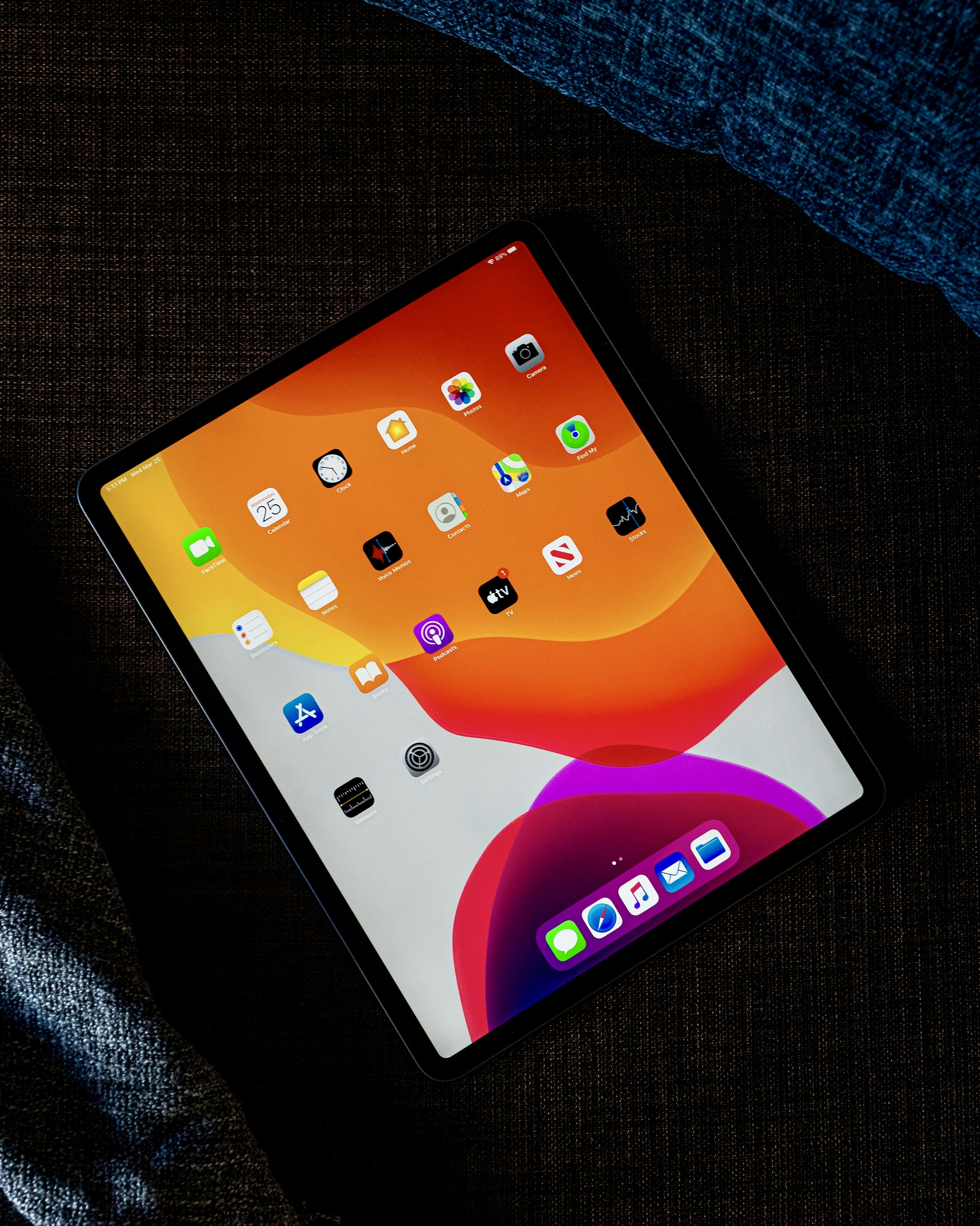 black ipad on black textile