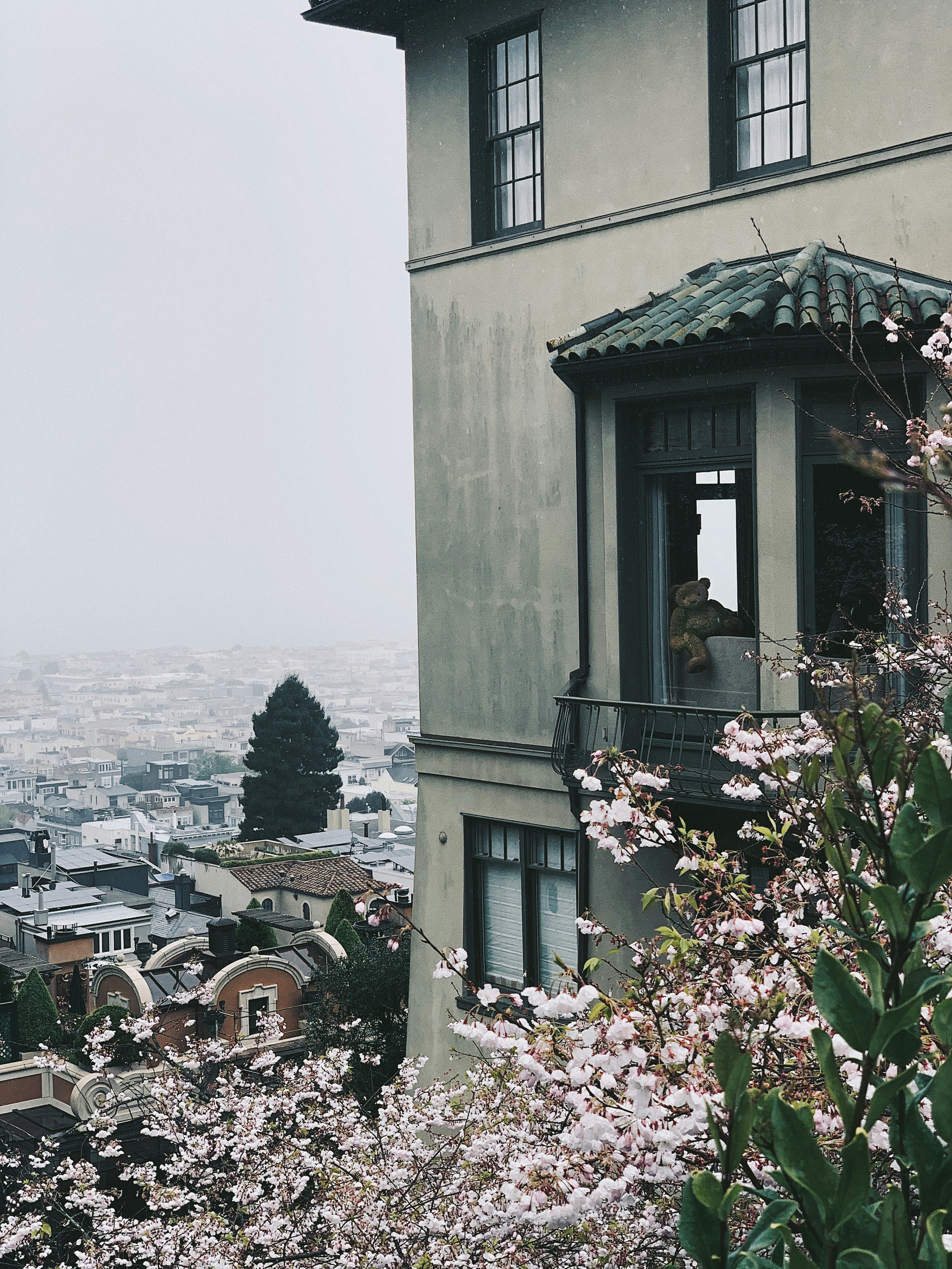 Bâtiment en béton blanc et brun près d’un plan d’eau pendant la journée