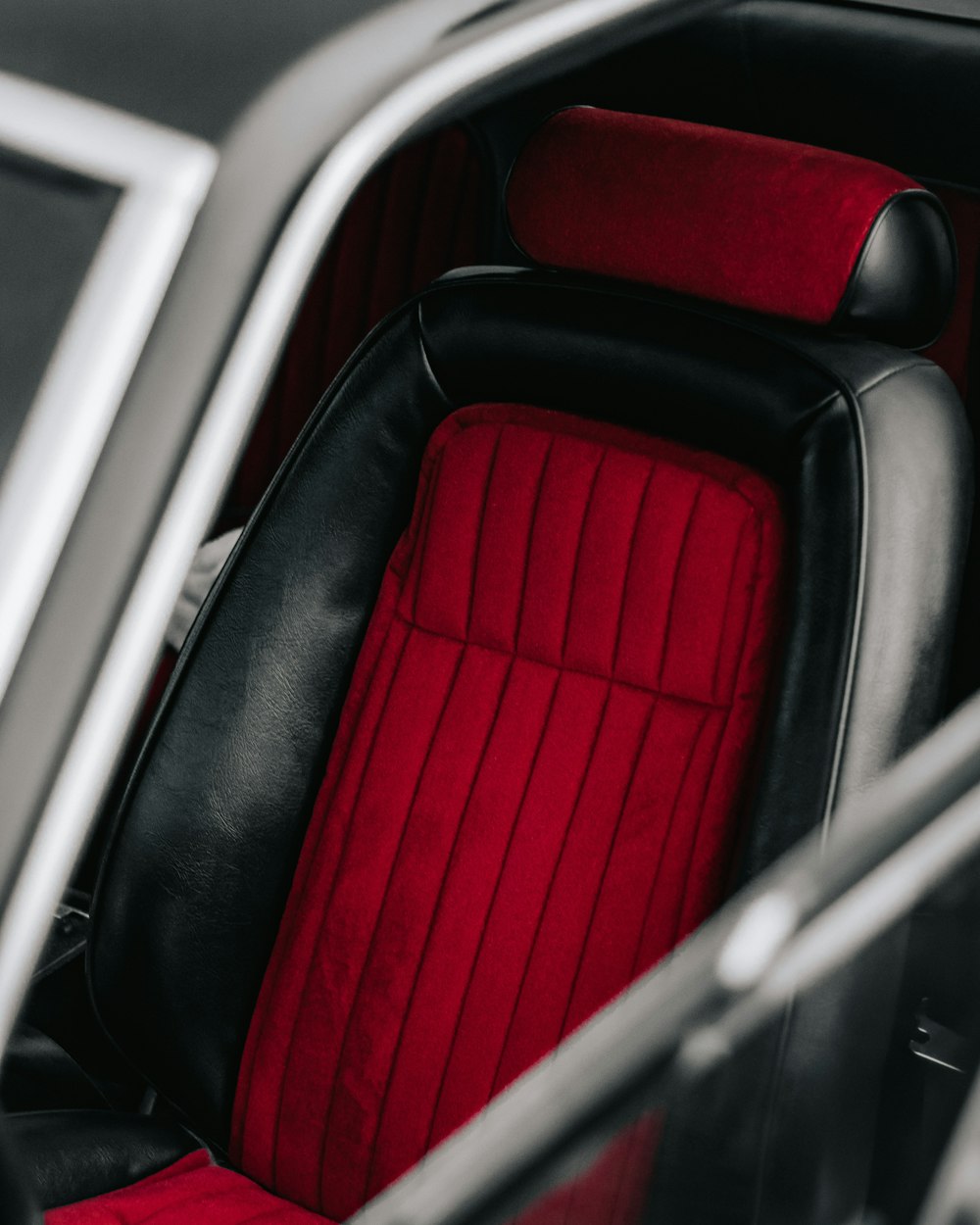 red and black car seat