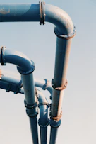 blue and white metal pipe