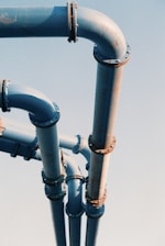 blue and white metal pipe