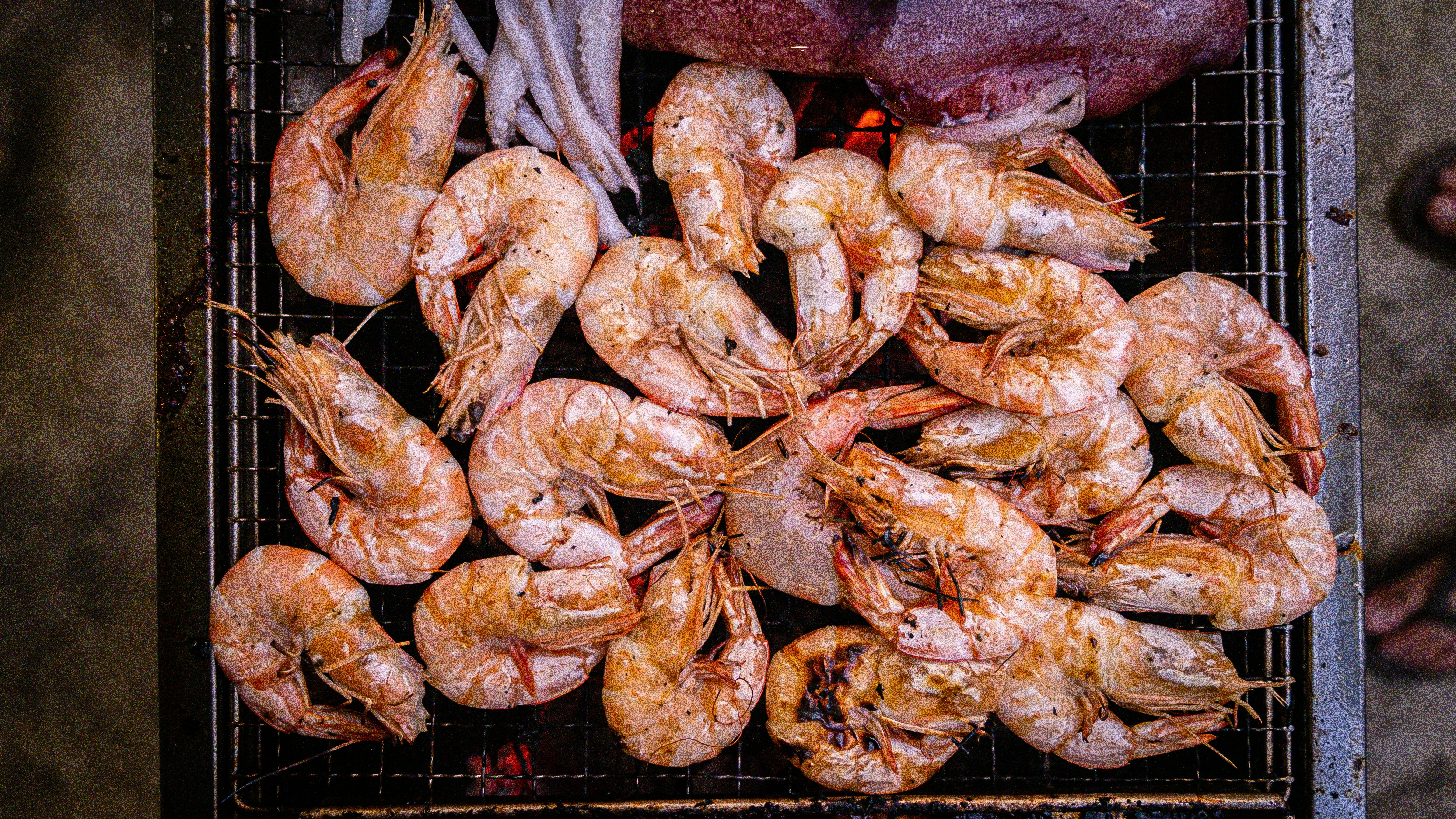 Close up garlic shrimp