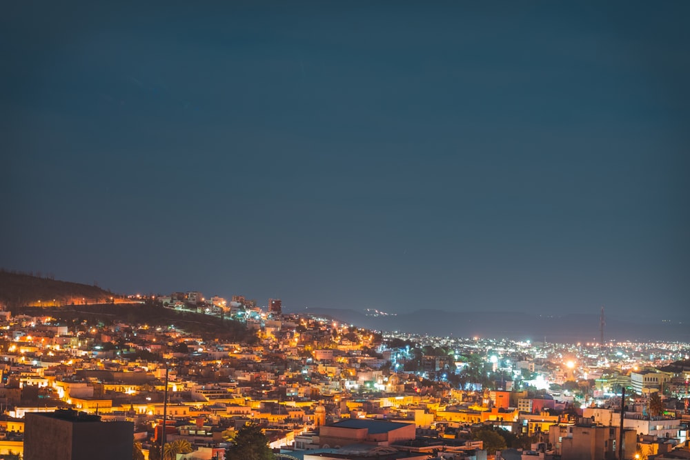 city lights during night time