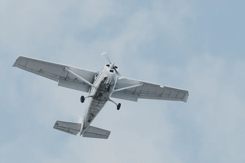 Cessna 172 single-engine trainer on the runway